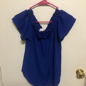 blue off the shoulder top